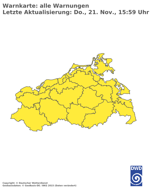 Aktuelle Wetterwarnungen für  Mecklenburgische Seenplatte - Nord